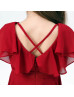 Red Chiffon Cross Back Awesome Junior Bridesmaid Dress